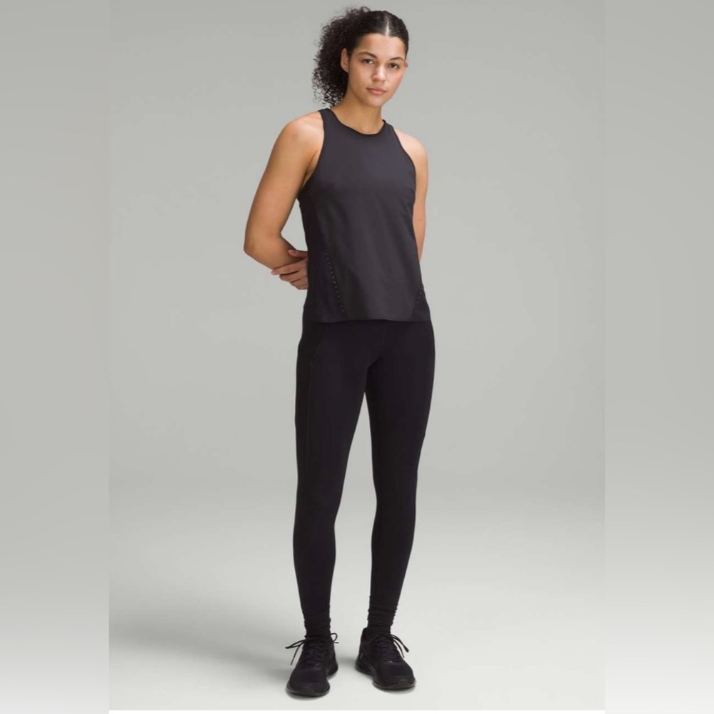 Lululemon In Sense Tank Top Emboss Black Size 4 Lightweight Running - Picture 12 of 13